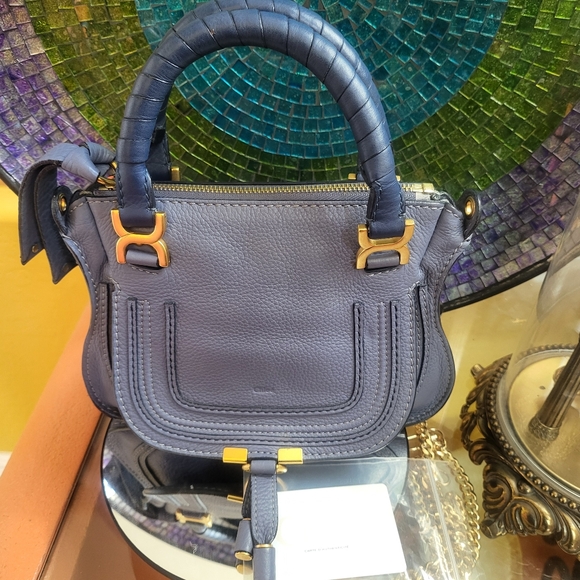 Chloe Grained Calfskin small Marcie Satchel (Street Blue) - Picture 1 of 17